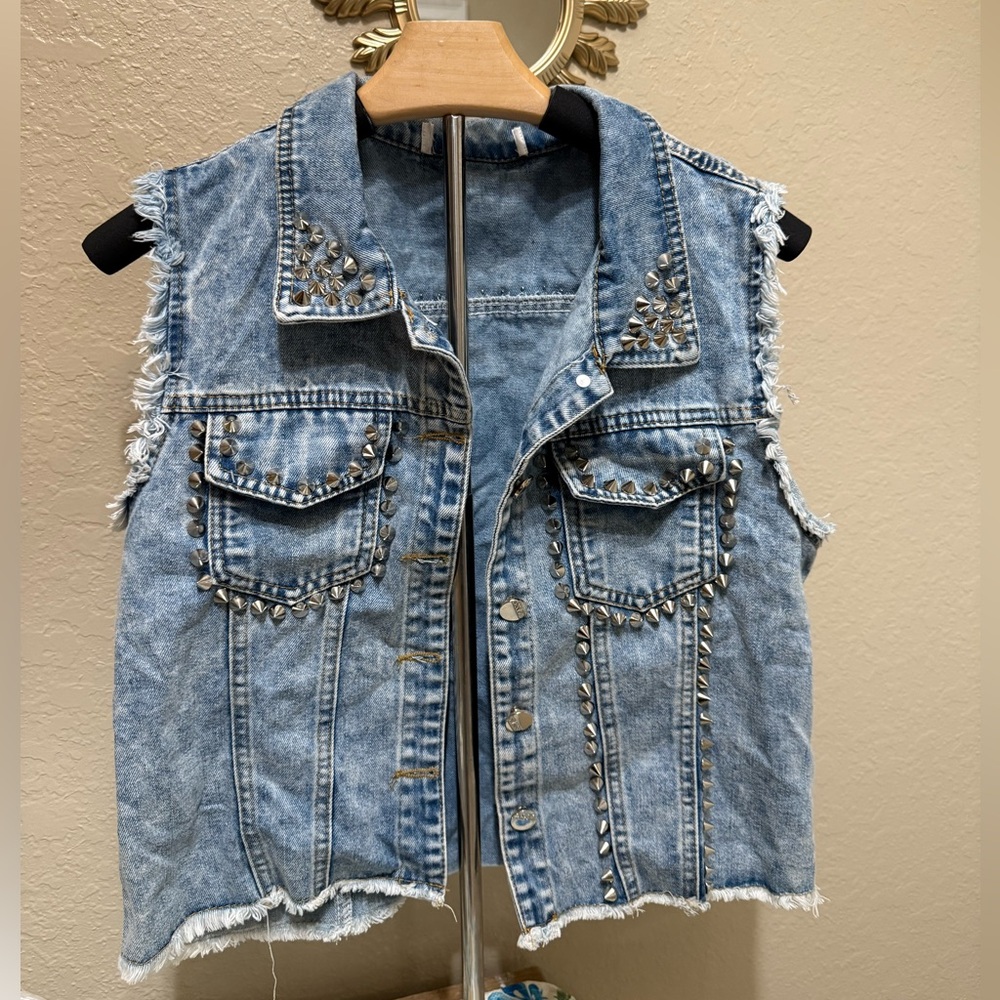 Studded Denim Vest